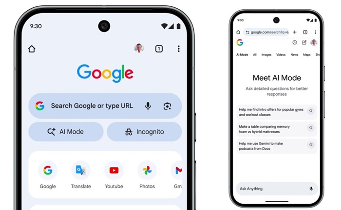 Google Chrome adds AI Mode shortcut on iOS and Android worldwide