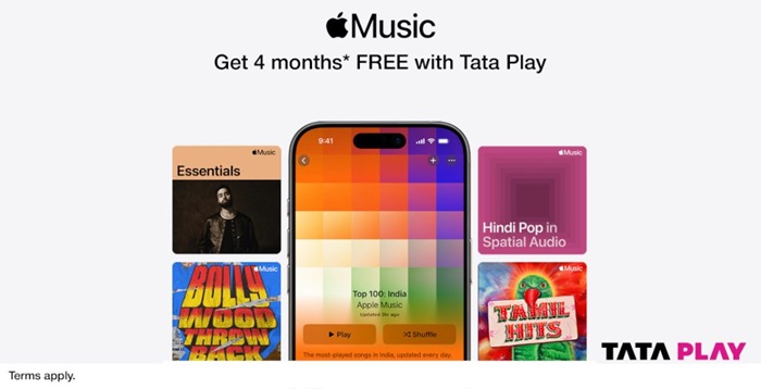 Apple Music now free for up to 4 months for Tata Play Subscribers