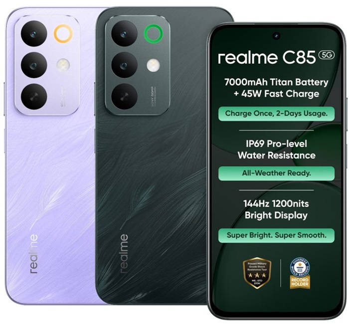 realme C85 5G launched in India at ₹14,999, featuring 144Hz display, 7000mAh battery, IP69 rating, and more