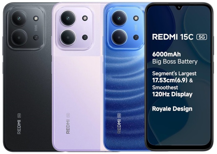 REDMI 15C 5G launched in India at ₹12,499 featuring 6.9-inch 120Hz display, Dimensity 6300, 6000mAh battery, and more