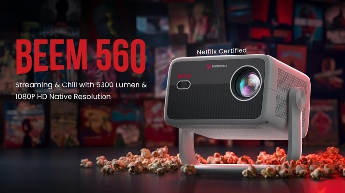 Portronics Beem 560 smart LED projector launched in India at ₹14,499 featuring 100-inch display, native FHD, auto keystone, and more