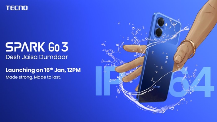 TECNO Spark Go 3 set to launch in India on 16th January