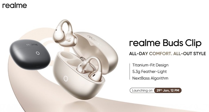 realme Buds Clip open-ear TWS earbuds confirmed for 29th January India launch